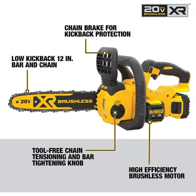 DEWALT 20V MAX* XR Chainsaw Kit, 5-Ah Battery, 12-Inch (DCCS620P1)