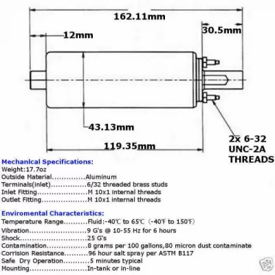 OSIAS 255LPH Inline High Flow Fuel Pump GSL392